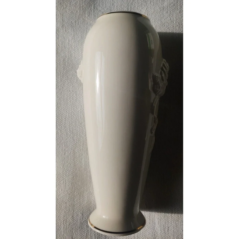 Lenox Rose Blossom Vase, Fine China 24 KT Gold Trim 7 1/2